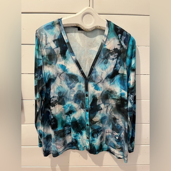 Watercolor Button-Up Cardigan by Gollehaug – Size 46 - Picture 1 of 8